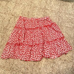 red floral mini skater skirt
